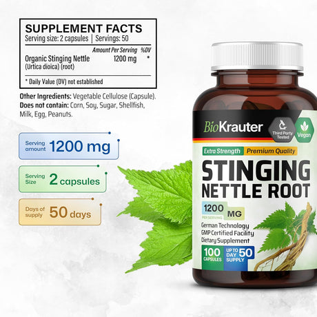 BIOKRAUTER - BIO KRAUTER Stinging Nettle 1200Mg. 100 Capsulas - The Red Vitamin MX - Suplementos Alimenticios - {{ shop.shopifyCountryName }}