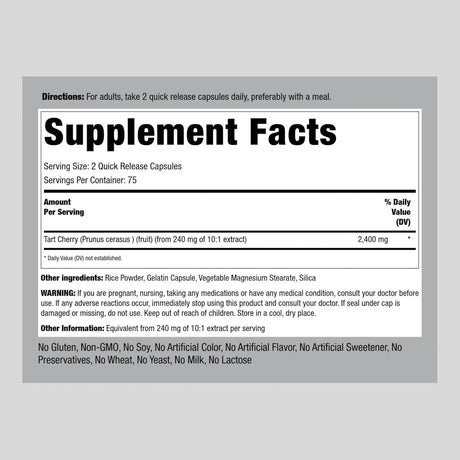 Piping Rock Tart Cherry Extract 2400Mg. 150 Capsulas