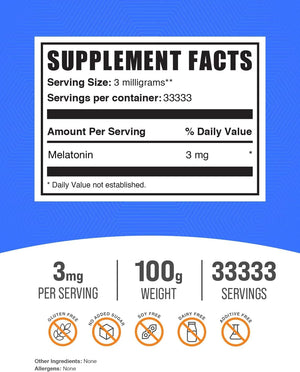 BULK SUPPLEMENTS - Bulk Supplements Melatonin Powder 100Gr. - The Red Vitamin MX - Suplementos Alimenticios - {{ shop.shopifyCountryName }}