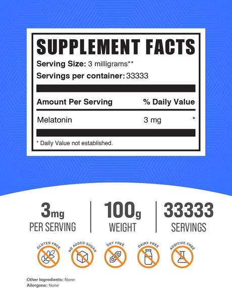 BULK SUPPLEMENTS - Bulk Supplements Melatonin Powder 100Gr. - The Red Vitamin MX - Suplementos Alimenticios - {{ shop.shopifyCountryName }}