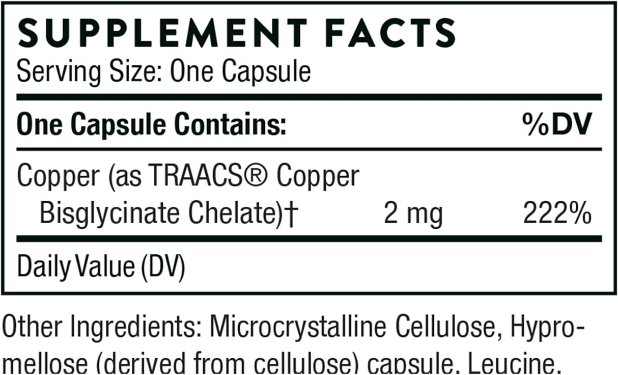 Thorne Copper Bisglycinate 60 Capsulas