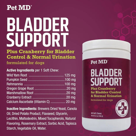 PET MD - Pet MD Bladder Support Plus Cranberry for Dogs 60 Masticables - The Red Vitamin MX - Salud De Tracto Urinario Para Perros - {{ shop.shopifyCountryName }}