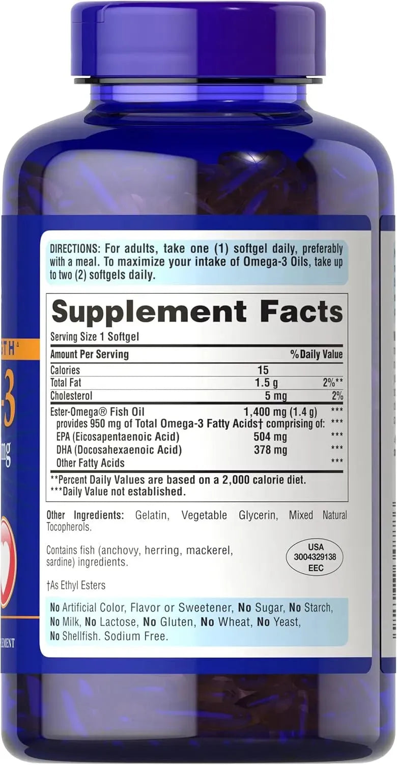 PURITAN'S PRIDE - Puritan's Pride Triple Strength Omega-3 Fish Oil 1360Mg. 240 Capsulas Blandas - The Red Vitamin MX - Suplementos Alimenticios - {{ shop.shopifyCountryName }}