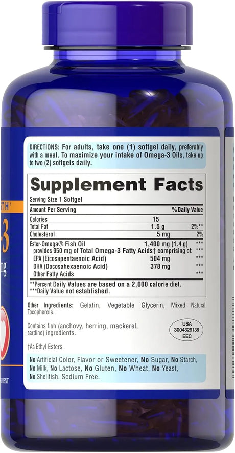 PURITAN'S PRIDE - Puritan's Pride Triple Strength Omega-3 Fish Oil 1360Mg. 240 Capsulas Blandas - The Red Vitamin MX - Suplementos Alimenticios - {{ shop.shopifyCountryName }}