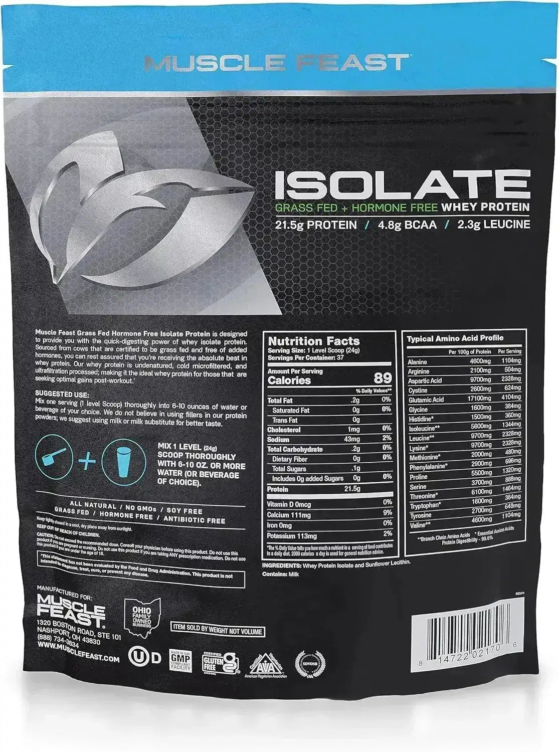 MUSCLE FEAST - Muscle Feast Grass-Fed Whey Protein Isolate Unflavored 907Gr. - The Red Vitamin MX - Suplementos Alimenticios - {{ shop.shopifyCountryName }}
