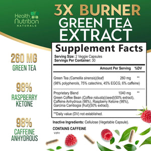 HEALTH NUTRITION NATURALS - Health Nutrition Naturals Green Tea Extract 60 Capsulas - The Red Vitamin MX - Suplementos Alimenticios - {{ shop.shopifyCountryName }}