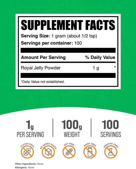 BULK SUPPLEMENTS - Bulk Supplements Royal Jelly Powder 100Gr. - The Red Vitamin MX - Suplementos Alimenticios - {{ shop.shopifyCountryName }}