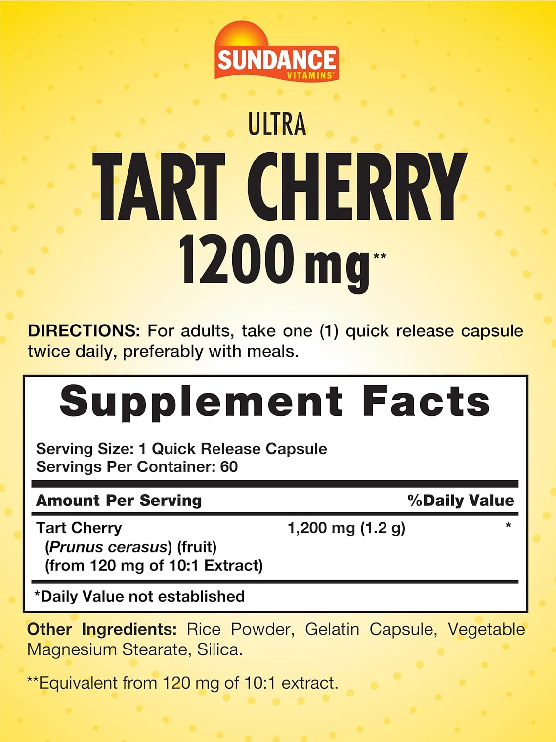 Sundance Tart Cherry 1200Mg. 60 Capsulas