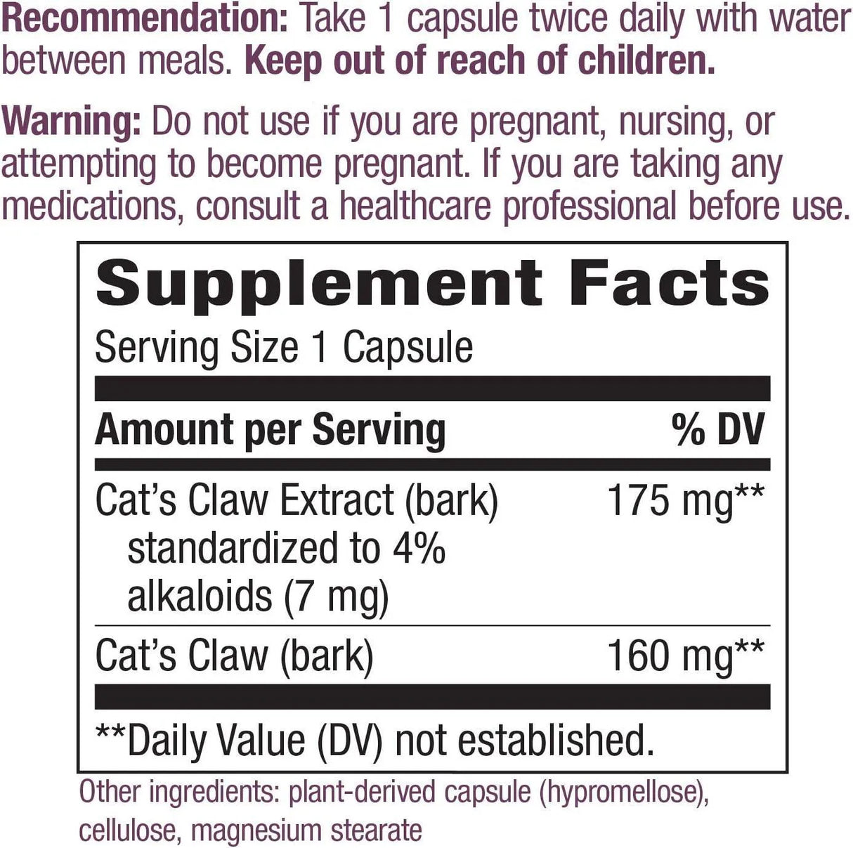 NATURE'S WAY - Nature's Way Standardized Cat's Claw Extract 175Mg. 60 Capsulas - The Red Vitamin MX - Suplementos Alimenticios - {{ shop.shopifyCountryName }}