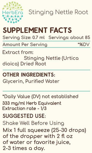 HerbEra Stinging Nettle Root B60 Alcohol-Free Herbal Extract Tincture 2 Fl.Oz.