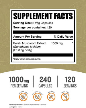 BULK SUPPLEMENTS - Bulk Supplements Reishi Mushroom 1000Mg. 240 Capsulas - The Red Vitamin MX - Suplementos Alimenticios - {{ shop.shopifyCountryName }}