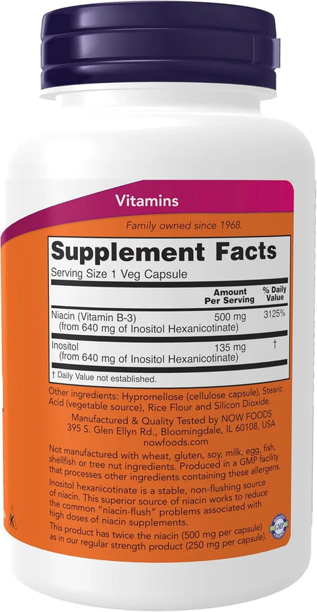 NOW SUPPLEMENTS - Now Supplements Niacin 500Mg. 90 Capsulas - The Red Vitamin MX - Suplementos Alimenticios - {{ shop.shopifyCountryName }}