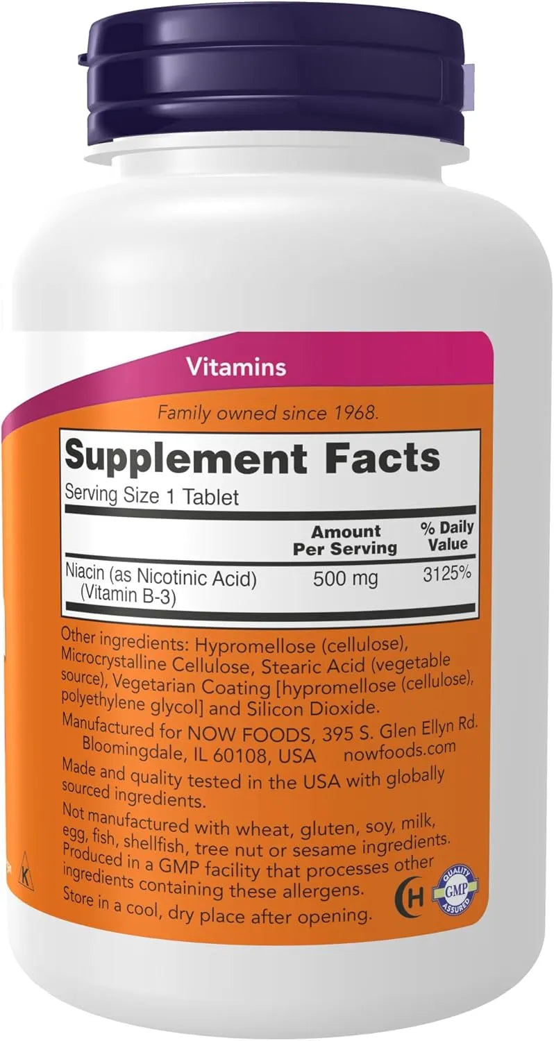 NOW SUPPLEMENTS - Now Supplements Niacin 500Mg. 250 Tabletas - The Red Vitamin MX - Suplementos Alimenticios - {{ shop.shopifyCountryName }}