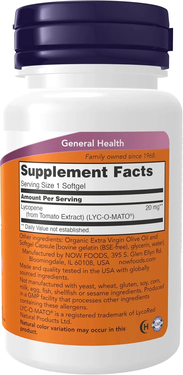 NOW SUPPLEMENTS - Now Foods Supplements Lycopene 20Mg. 50 Capsulas Blandas 2 Pack - The Red Vitamin MX - Suplementos Alimenticios - {{ shop.shopifyCountryName }}