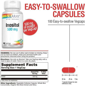 SOLARAY - Solaray Inositol 500Mg. 100 Capsulas - The Red Vitamin MX - Suplementos Alimenticios - {{ shop.shopifyCountryName }}