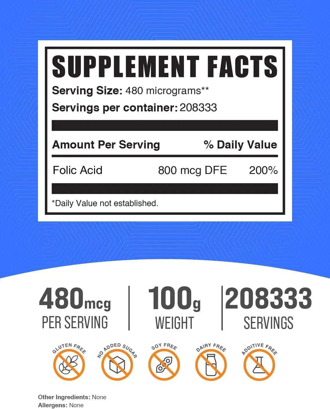 BULK SUPPLEMENTS - Bulk Supplements Folic Acid Powder 100Gr. - The Red Vitamin MX - Suplementos Alimenticios - {{ shop.shopifyCountryName }}