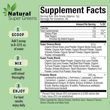 NATURAL VITAMINS - Natural Vitamins Natural Super Greens Powder 30 Servicios Citrus Berry 210Gr. - The Red Vitamin MX - Suplementos Alimenticios - {{ shop.shopifyCountryName }}