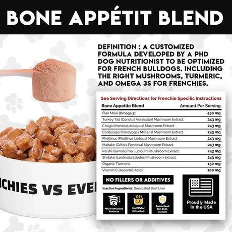 FRENCH VS EVERYBODY - Frenchies vs Everybody French Bulldog Optimized Mushroom Supplement for Dogs 75Gr. - The Red Vitamin MX - Suplementos Herbales Para Perros - {{ shop.shopifyCountryName }}