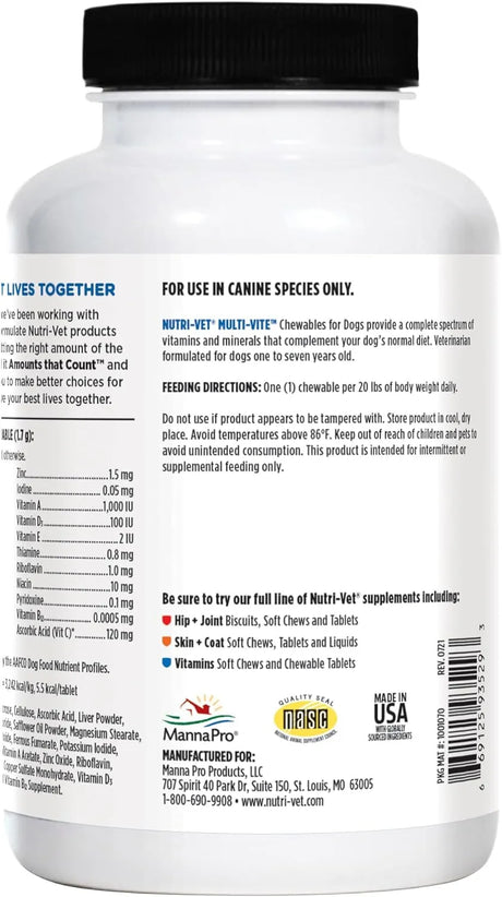 NUTRI-VET - Nutri-Vet Multi-Vite Chewables for Adult Dogs 180 Masticables - The Red Vitamin MX - Multivitamínicos Para Perros - {{ shop.shopifyCountryName }}
