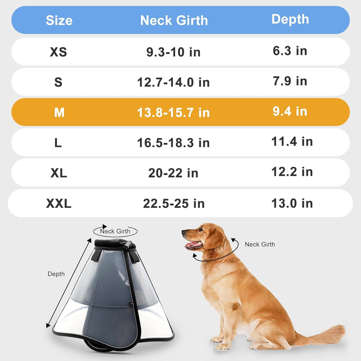 WinWeal Soft Dog Cone for Dogs M Neck: 13.8-15.7"