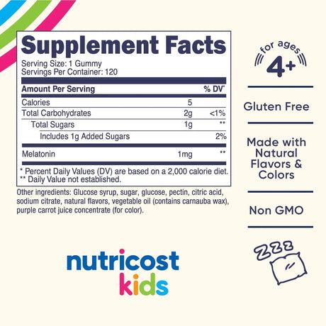 NUTRICOST - Nutricost Kids Melatonin Gummies 1Mg. 120 Gomitas - The Red Vitamin MX - Suplementos Alimenticios - {{ shop.shopifyCountryName }}