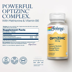 SOLARAY - SOLARAY OptiZinc 30Mg. 60 Capsulas - The Red Vitamin MX - Suplementos Alimenticios - {{ shop.shopifyCountryName }}
