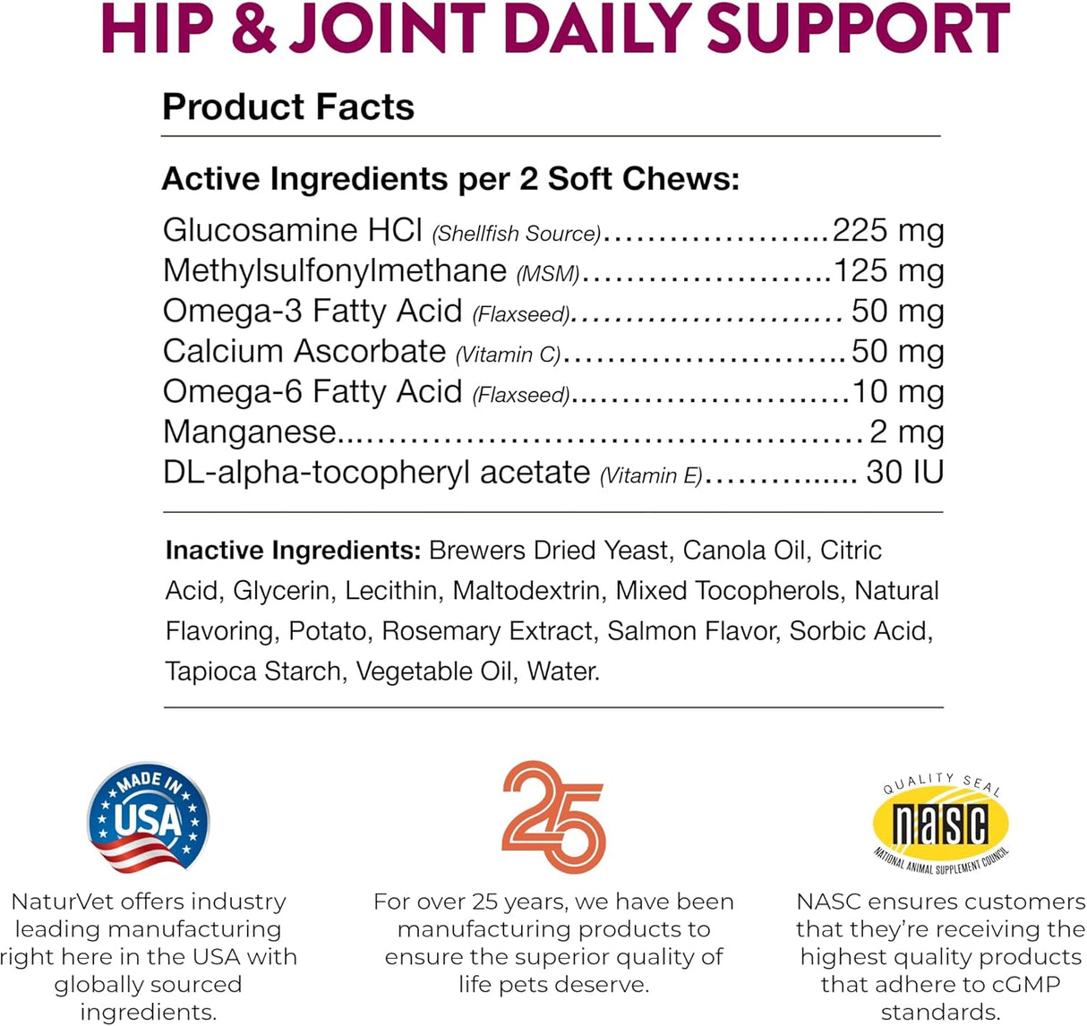 NaturVet Hip & Joint for Cats Plus Omegas 60 Masticables