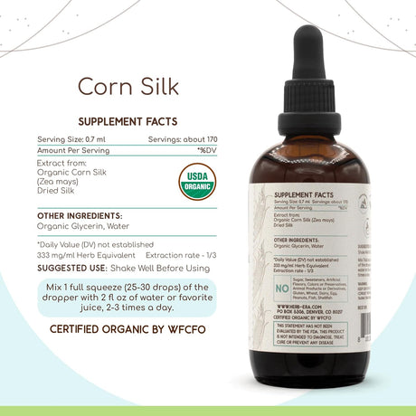 HerbEra Corn Silk B60 Alcohol-Free Herbal Extract 4 Fl.Oz.