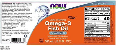 NOW SUPPLEMENTS - NOW Supplements Omega-3 Fish Oil Liquid 500Ml. - The Red Vitamin MX - Suplementos Alimenticios - {{ shop.shopifyCountryName }}