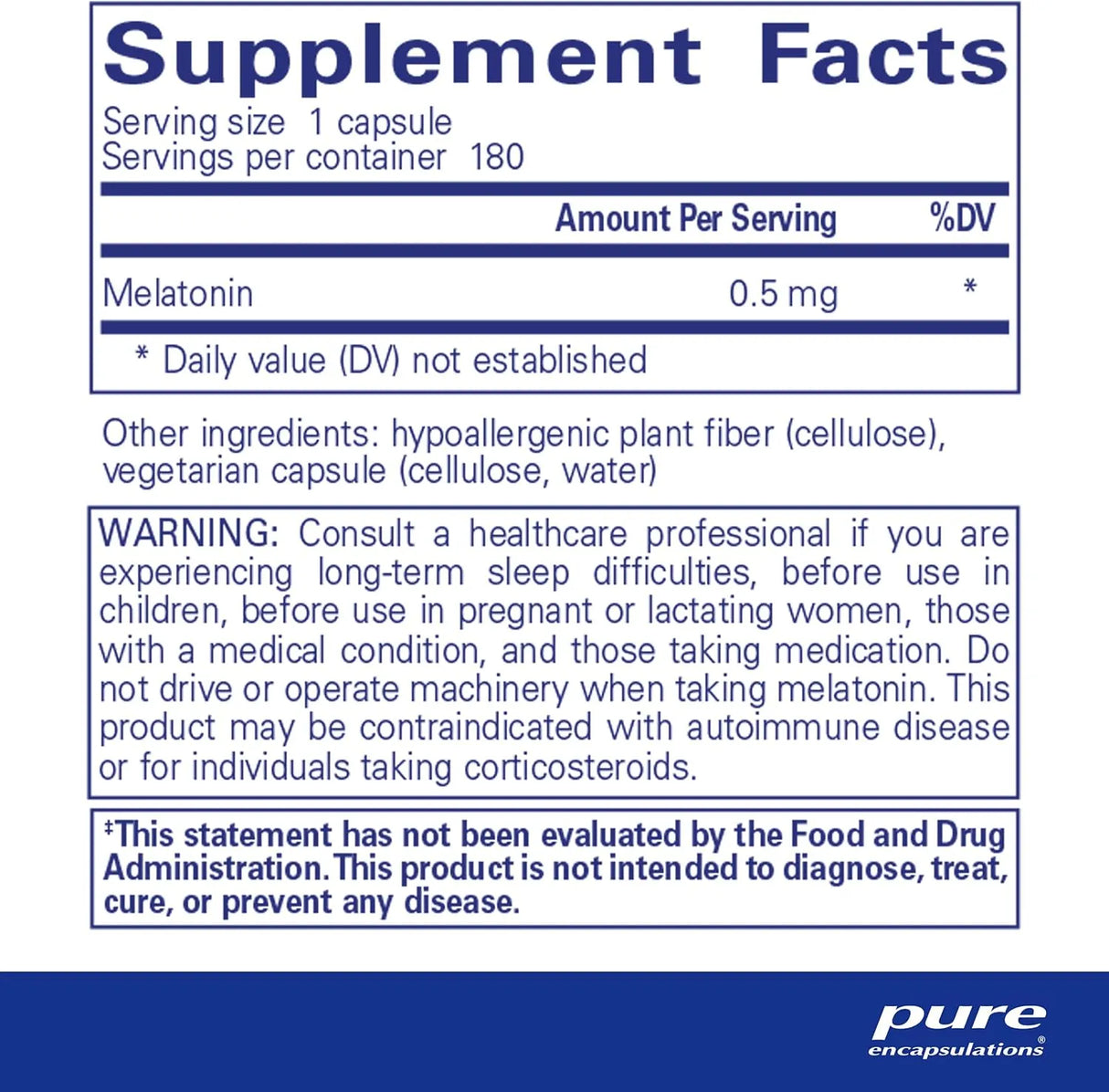 PURE ENCAPSULATIONS - Pure Encapsulations Melatonin 0.5Mg. 180 Capsulas - The Red Vitamin MX - Suplementos Alimenticios - {{ shop.shopifyCountryName }}