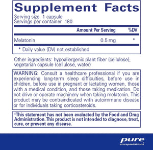 PURE ENCAPSULATIONS - Pure Encapsulations Melatonin 0.5Mg. 180 Capsulas - The Red Vitamin MX - Suplementos Alimenticios - {{ shop.shopifyCountryName }}