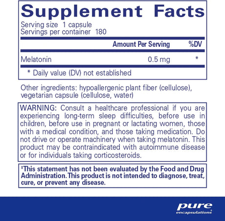 PURE ENCAPSULATIONS - Pure Encapsulations Melatonin 0.5Mg. 180 Capsulas - The Red Vitamin MX - Suplementos Alimenticios - {{ shop.shopifyCountryName }}
