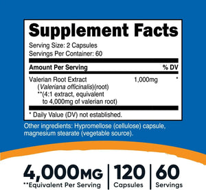 NUTRICOST - Nutricost Valerian Root 4000Mg. 120 Capsulas - The Red Vitamin MX - Suplementos Alimenticios - {{ shop.shopifyCountryName }}