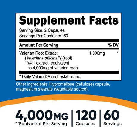 NUTRICOST - Nutricost Valerian Root 4000Mg. 120 Capsulas - The Red Vitamin MX - Suplementos Alimenticios - {{ shop.shopifyCountryName }}
