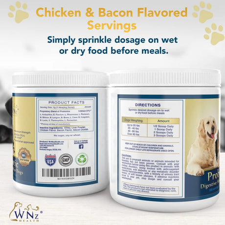 WNZ HEALTH - WNz Health Probiotics for Dogs Digestive Health Chicken & Bacon 180 Servicios - The Red Vitamin MX - Probióticos Para Perros - {{ shop.shopifyCountryName }}