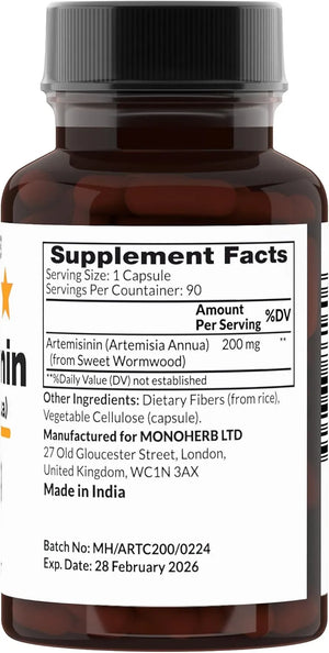 MONOHERB - Monoherb Artemisinin 200Mg. 90 Capsulas - The Red Vitamin MX - Suplementos Alimenticios - {{ shop.shopifyCountryName }}