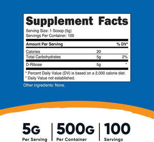 NUTRICOST - Nutricost D-Ribose Powder 500Gr. 2 Pack - The Red Vitamin MX - Suplementos Alimenticios - {{ shop.shopifyCountryName }}