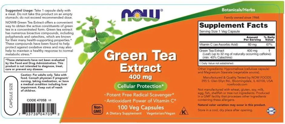 NOW SUPPLEMENTS - NOW Supplements Green Tea Extract 400Mg. 100 Capsulas - The Red Vitamin MX - Suplementos Alimenticios - {{ shop.shopifyCountryName }}