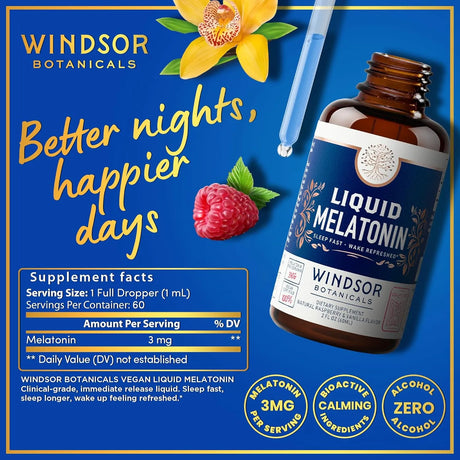 WINDSOR BOTANICALS - WINDSOR BOTANICALS Liquid Melatonin Drops 3Mg. 2 Fl.Oz. - The Red Vitamin MX - Suplementos Alimenticios - {{ shop.shopifyCountryName }}