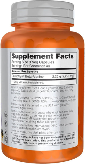 NOW SPORTS - NOW Foods Sports Nutrition Beta-Alanine 750Mg. 120 Capsulas - The Red Vitamin MX - Suplementos Alimenticios - {{ shop.shopifyCountryName }}