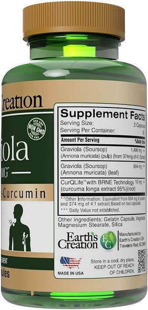 Earth's Creation Graviola-Soursop 2100Mg. 120 Capsulas