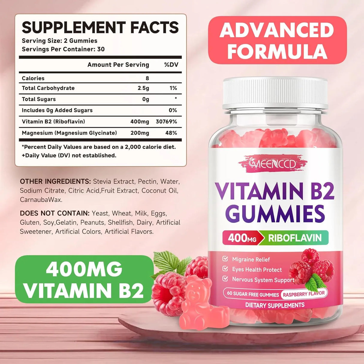 MEENCCD - MEENCCD Vitamin B2 Gummies 400Mg. 60 Gomitas - The Red Vitamin MX - Suplementos Alimenticios - {{ shop.shopifyCountryName }}