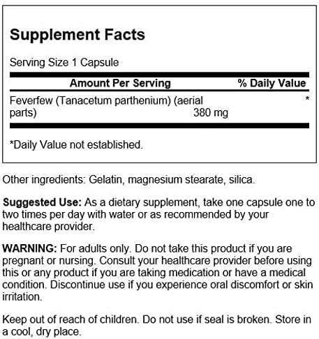 Swanson Feverfew 380Mg. 100 Capsulas 2 Pack