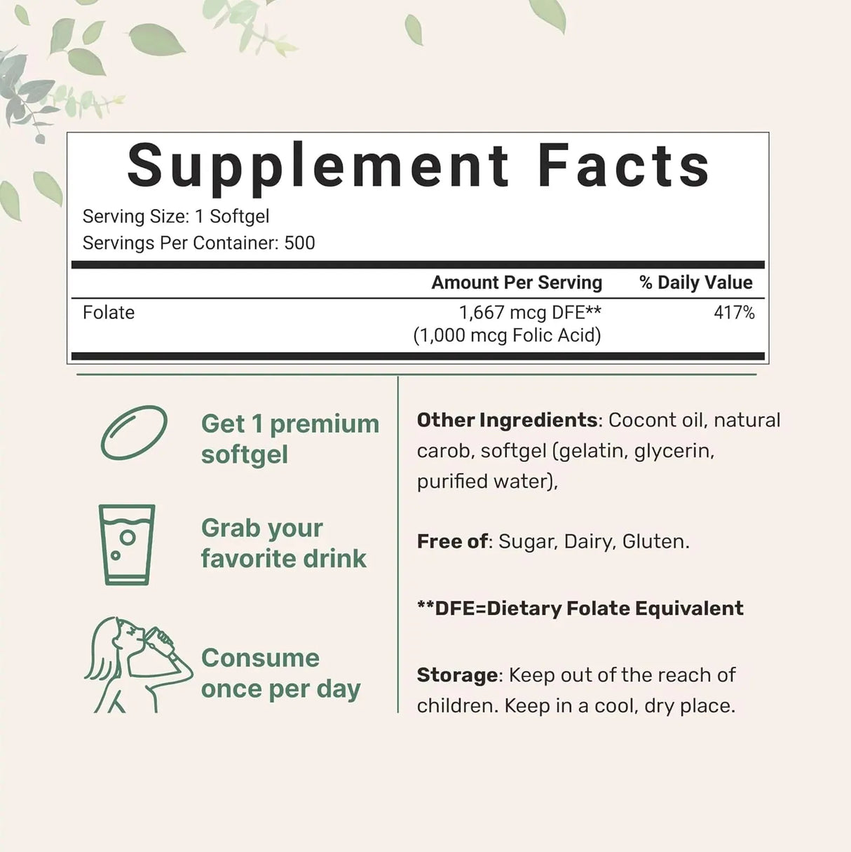 MICRO INGREDIENTS - Micro Ingredients Folic Acid 1,000mcg 500 Capsulas Blandas - The Red Vitamin MX - Suplementos Alimenticios - {{ shop.shopifyCountryName }}