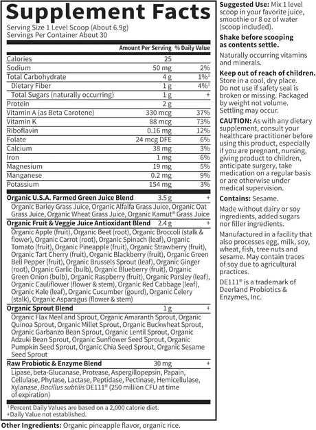 GARDEN OF LIFE - Garden of Life Raw Organic Perfect Food Green Superfood Juiced Greens Powder 30 Servicios Original Stevia-Free 207Gr. - The Red Vitamin MX - Suplementos Alimenticios - {{ shop.shopifyCountryName }}