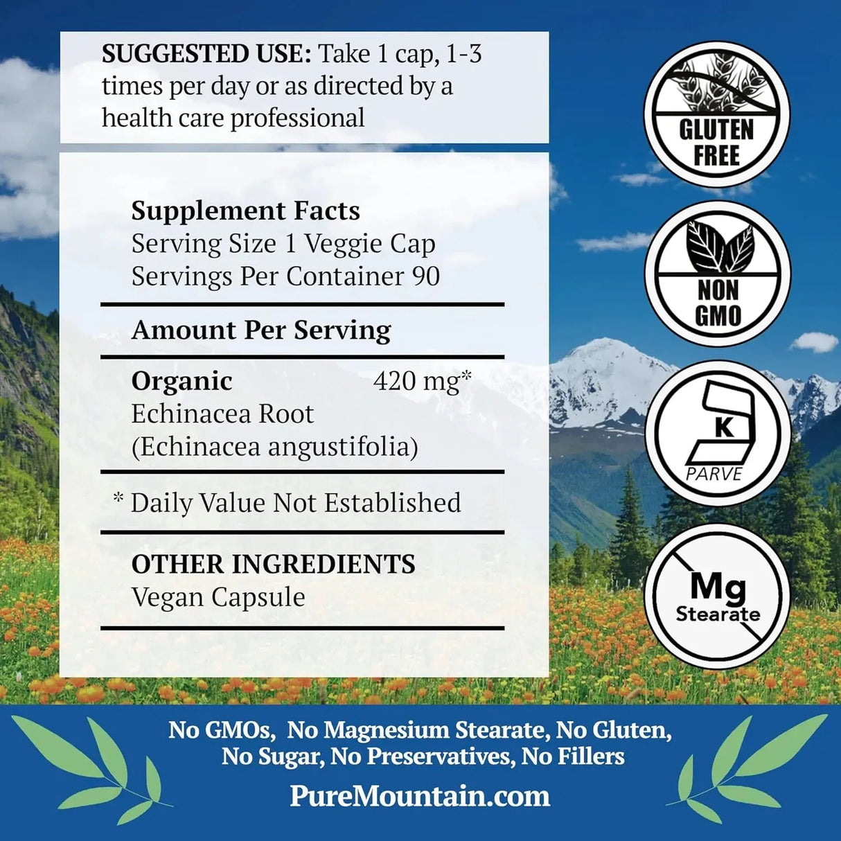 PURE MOUNTAIN BOTANICALS - Pure Mountain Botanicals Echinacea 90 Capsulas - The Red Vitamin MX - Suplementos Alimenticios - {{ shop.shopifyCountryName }}