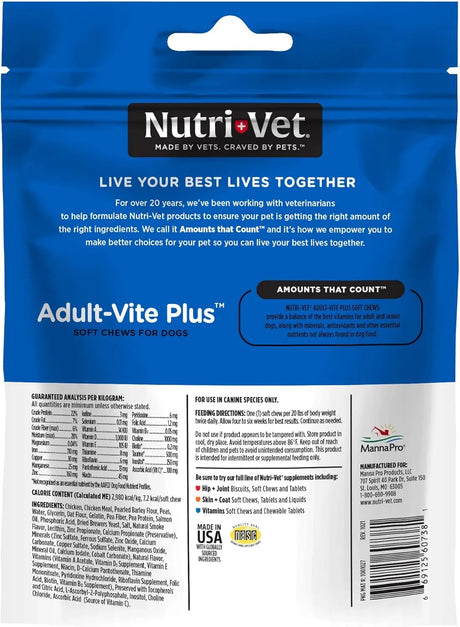 NUTRI-VET - Nutri-Vet Adult-Vite Plus Soft Chews for Dogs 70 Masticables - The Red Vitamin MX - Multivitamínicos Para Perros - {{ shop.shopifyCountryName }}