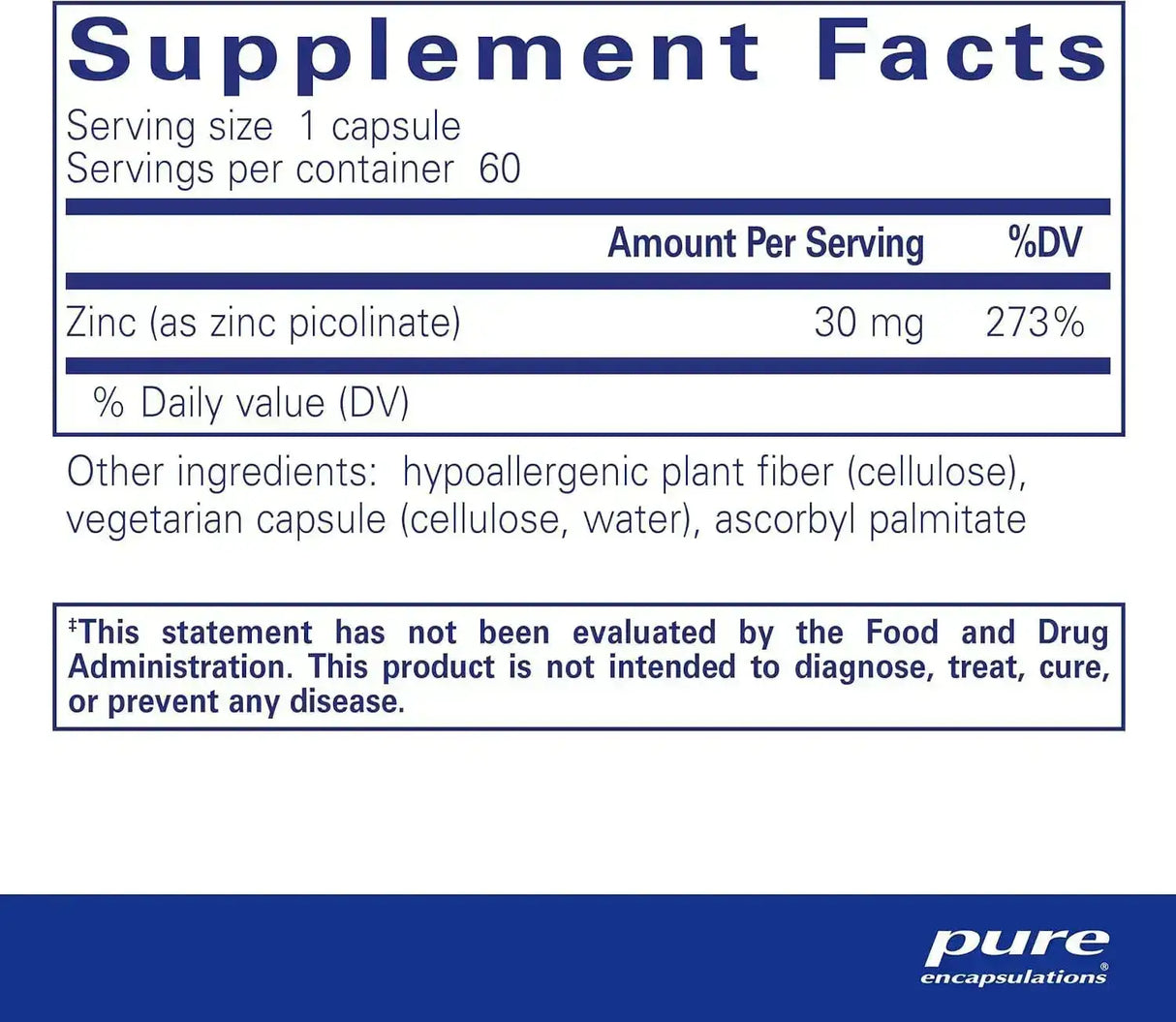 PURE ENCAPSULATIONS - Pure Encapsulations Zinc 30 30Mg. 60 Capsulas - The Red Vitamin MX - Suplementos Alimenticios - {{ shop.shopifyCountryName }}