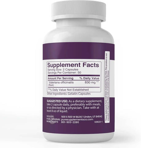 PURE ORIGINAL INGREDIENTS - Pure Original Ingredients Valerian Root 100 Capsulas - The Red Vitamin MX - Suplementos Alimenticios - {{ shop.shopifyCountryName }}