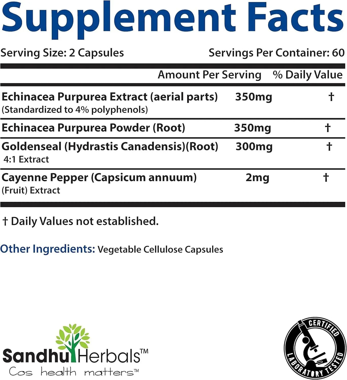 SANDHU HERBALS - Sandhu Herbals Echinacea Goldenseal 1000Mg. 120 Capsulas - The Red Vitamin MX - Suplementos Alimenticios - {{ shop.shopifyCountryName }}